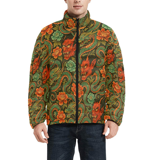 Red Dragon Devil Pattern Men's Lightweight Bomber Jacket