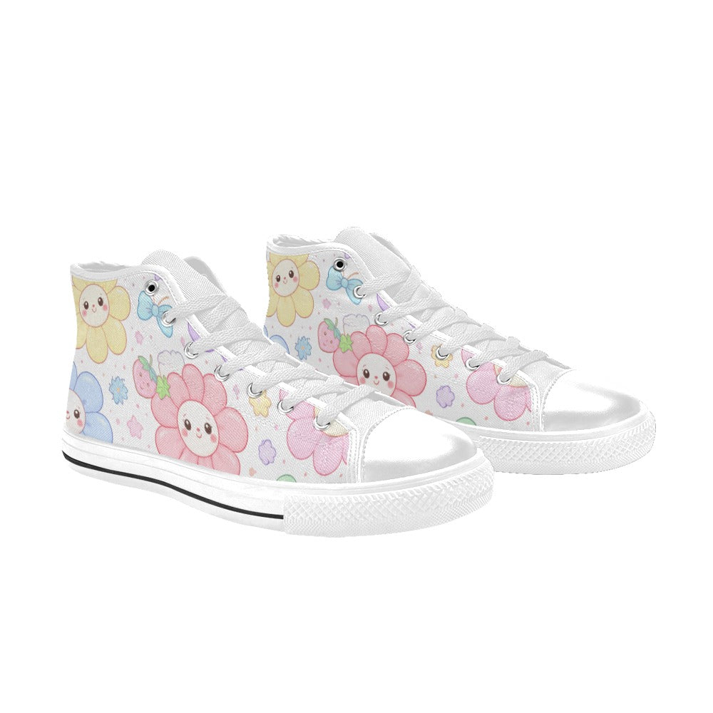 Pastel Harajuku Floral Pattern Aquila High Top Canvas Women's Shoes