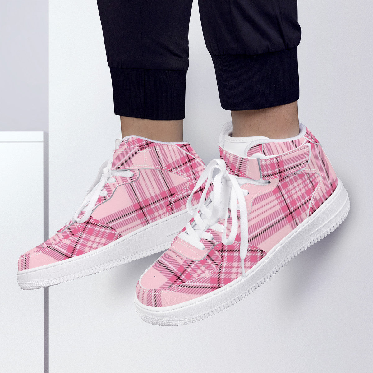 Pink Plaid Harajuku High Top Unisex Sneaker