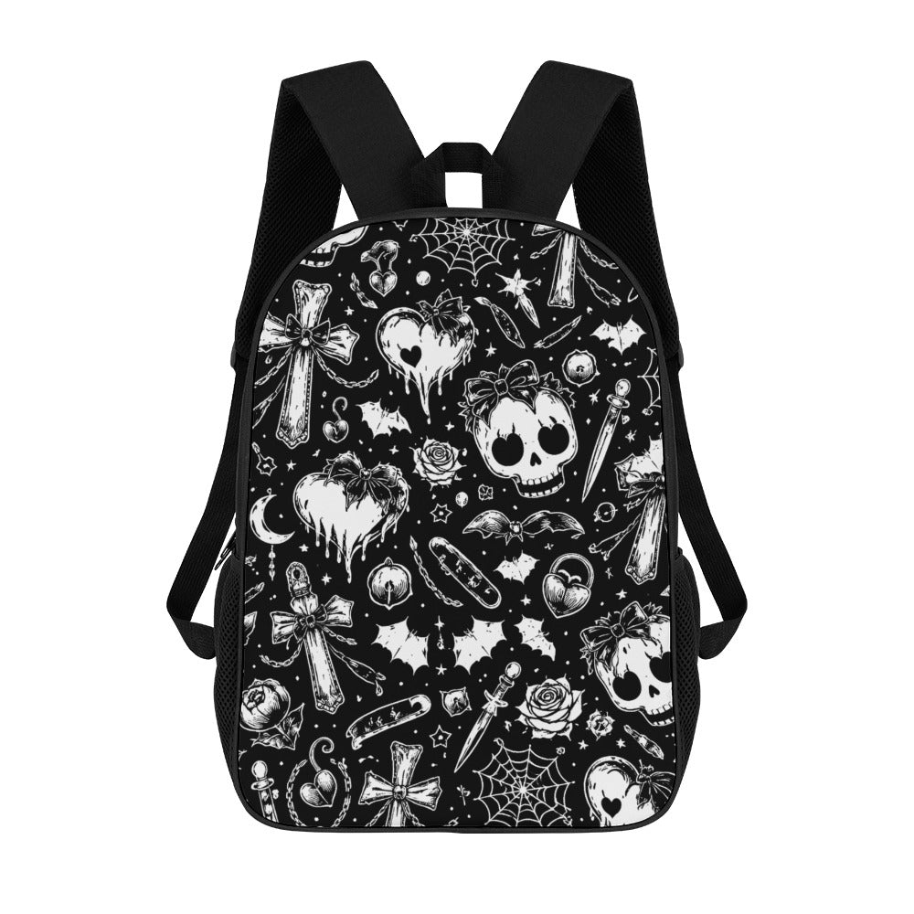 Skulls Goth Pattern 17 Inch Shoulder Backpack