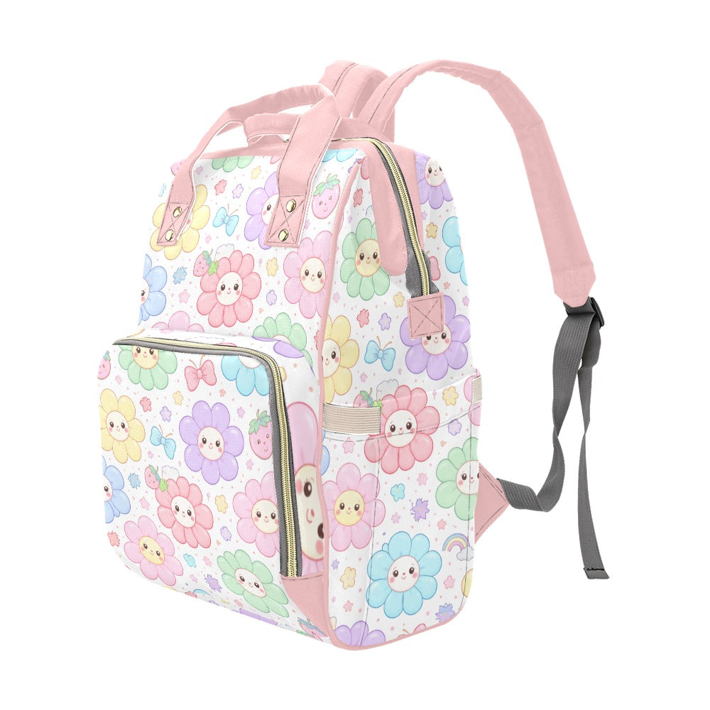 Pastel Harajuku Floral Pattern Multi-Function Backpack