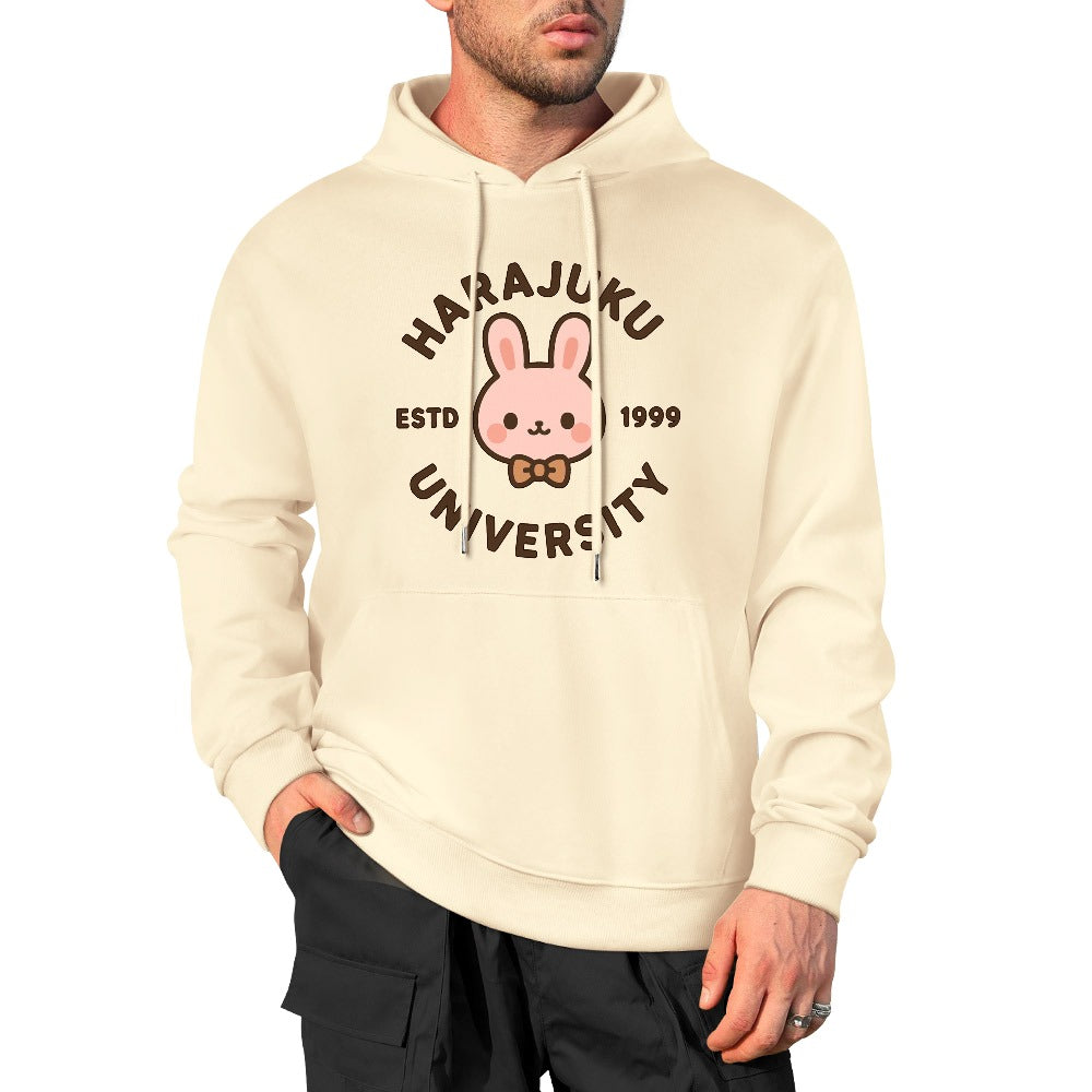 Harajuku University Pure Cotton Hoodie - Cream