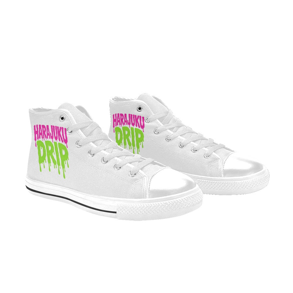 Harajuku Drip Neon Logo High Top Canvas Women's Shoes
