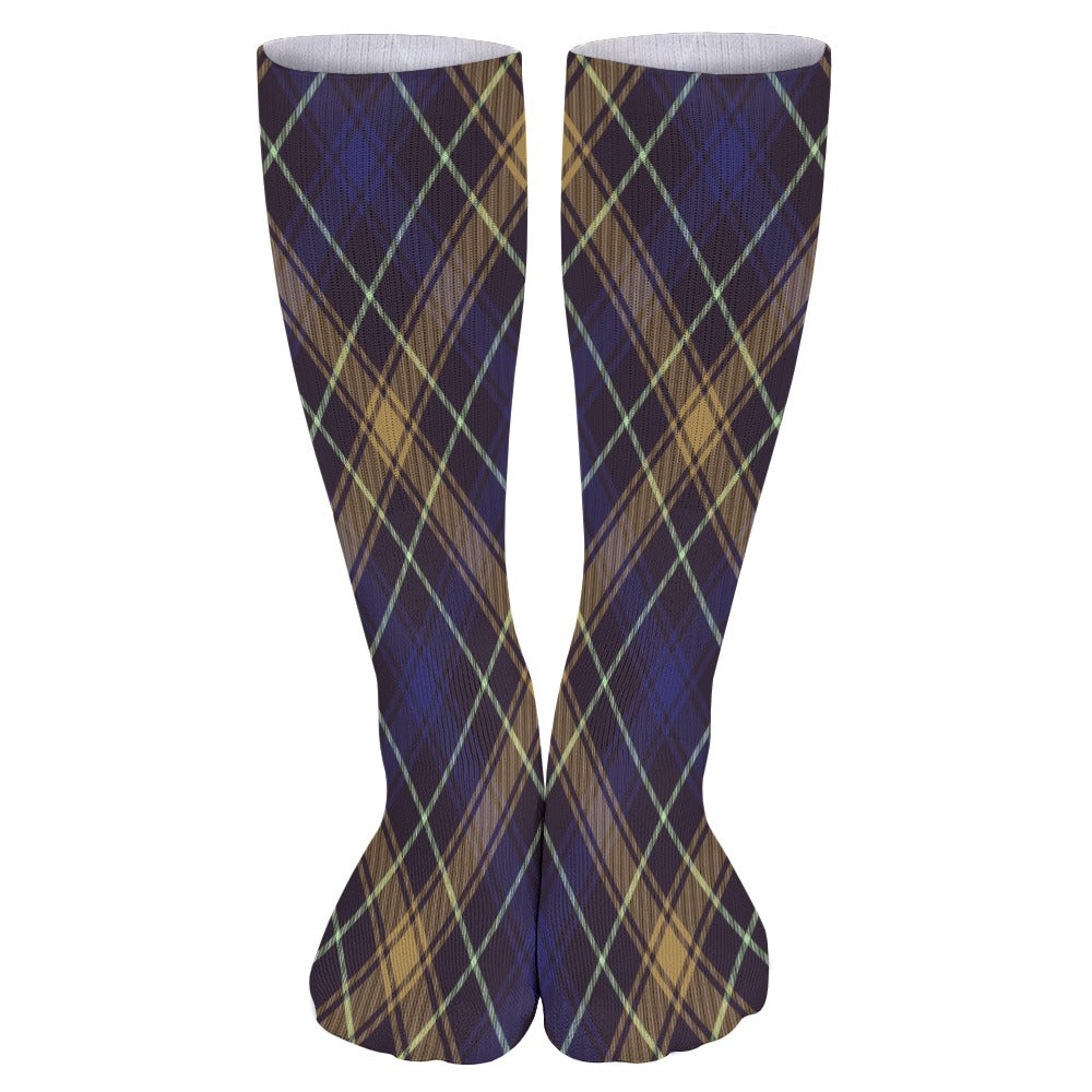Navy Blue Plaid Breathable Socks