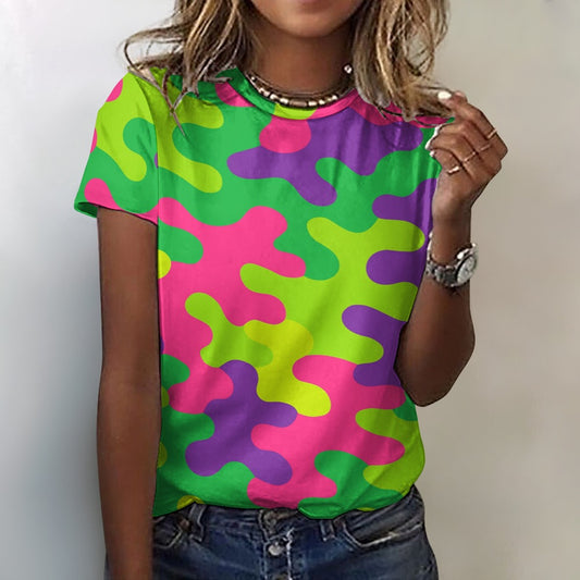 Harajuku Rainbow Camo Women's Cotton T-Shirt