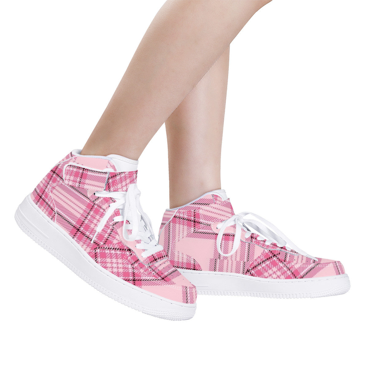Pink Plaid Harajuku High Top Unisex Sneaker