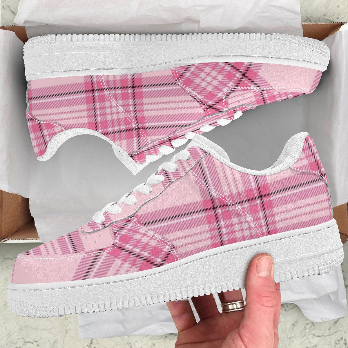 Pink Plaid Harajuku Low Top Unisex Sneaker