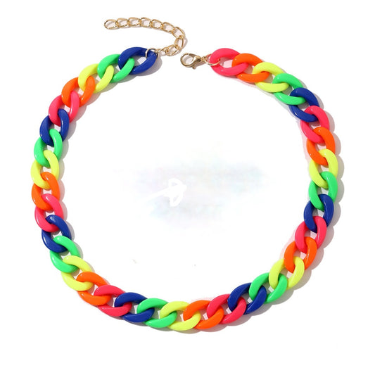 Colorful Cuban Chain Necklace - Harajuku Style