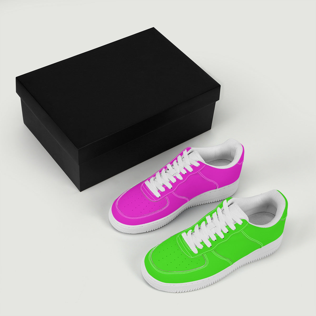 Two Tone Pink and Green Harajuku Low Top Unisex Sneaker - One Green Shoe and One Pink Shoe